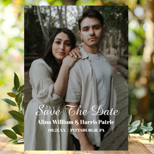 Convite Magnético Script Moderno Simples Foto Save The Date