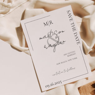 Convite Magnético Script Tipografia Monograma Casamento Salvar A Dat