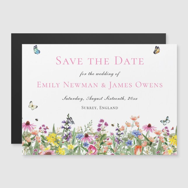 Convite Magnético Selvagem Colorida Salvar a Data (Frente/Verso)