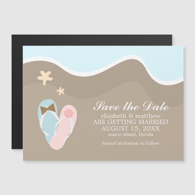 Convite Magnético Seu Chinelos e seu casamento Salvem a data (Frente/Verso)