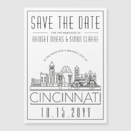 Convite Magnético Silhueta Estilizada do Céu de Cincinnati - Salve a