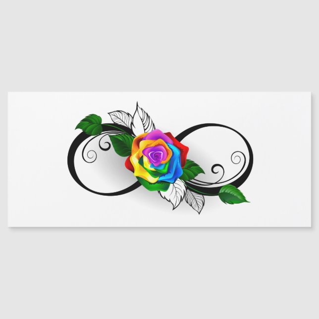 Convite Magnético Símbolo de Infinito com Rosa Arco-íris (Frente)