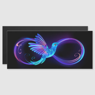 Convite Magnético Símbolo de Infinito Neon com Beija-flor Brilhante