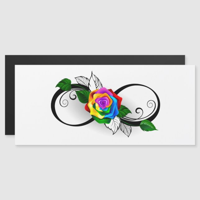 Convite Magnético Símbolo Infinito com Rosa do Arco-Íris (Frente/Verso)