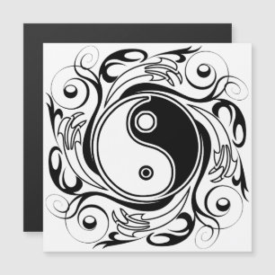 Convite Magnético Símbolo Yin & Yang Preto e Branco Estilo Tatuagem