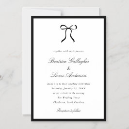 Convite Magnético Simple Bow Classic Wedding