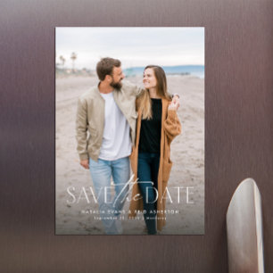 Convite Magnético Simples e moderno save the date vertical com foto