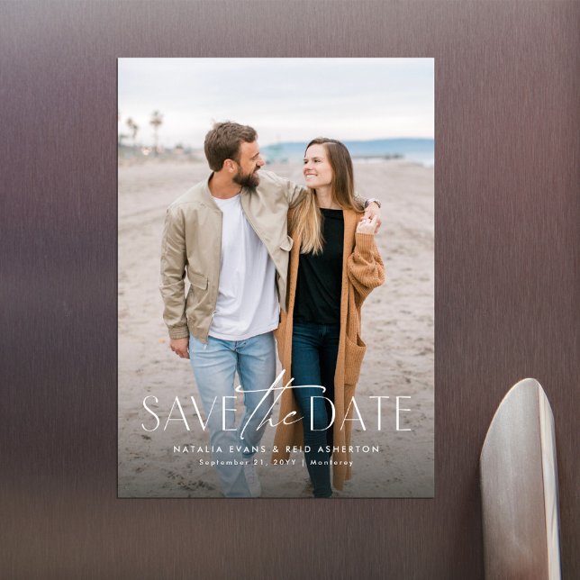 Convite Magnético Simples e moderno save the date vertical com foto (Criador carregado)