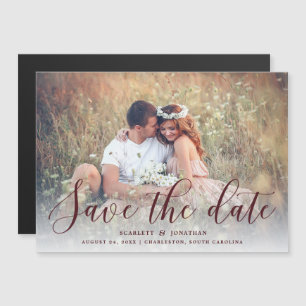 Convite Magnético Simples Romance Elegant Photo Save the Date (A fot