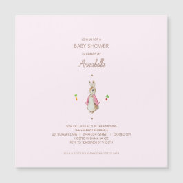 Convite Magnético Simples rosa Peter o Rabbit