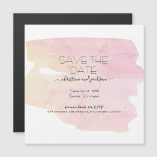 Convite Magnético Simples Swash de Aquarela Rosa e Amarelo para Salv