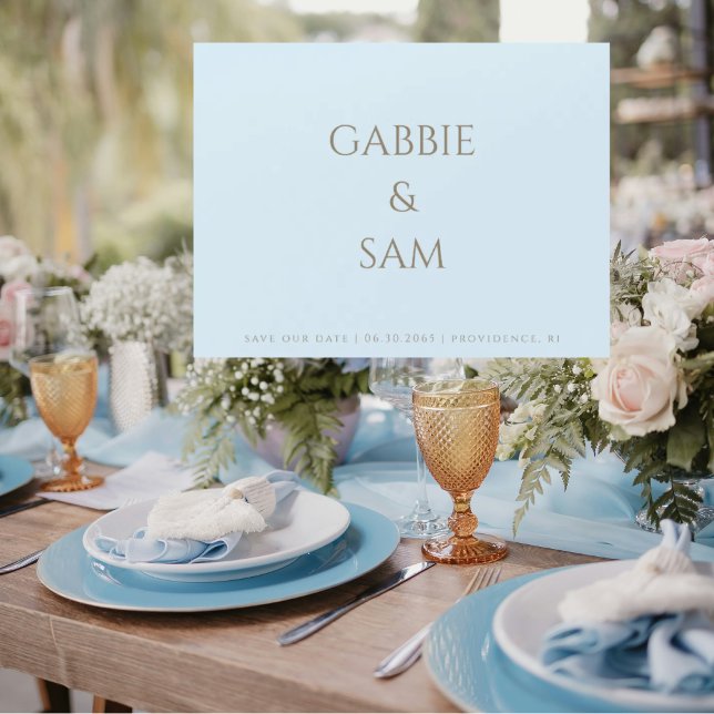 Convite Magnético Simplicidade Casamento Icy Blue Salve nossa Data (Criador carregado)