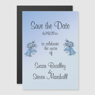 Convite Magnético Sinos de Casamento Azul Salve a Data