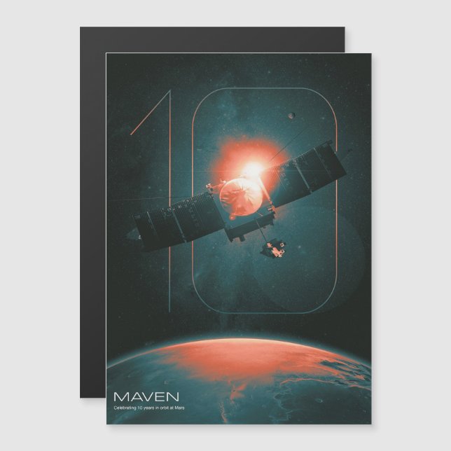 Convite Magnético Sistema Solar, 10 anos de Satelite Maven Mars (Frente/Verso)