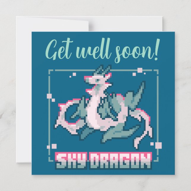 Convite Magnético Sky Dragon pixel art Get well soon (Frente)