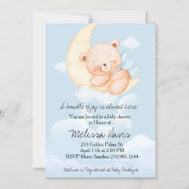 Convite Magnético Sleepy Bear Baby Shower Invitation 