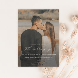 Convite Magnético Sobreposição de Foto de Roteiro Elegante Casamento