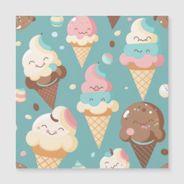 Convite Magnético Sorvete colorido (Frente)