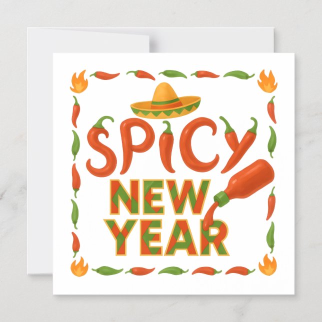 Convite Magnético Spicy New Year (Frente)