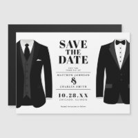 Sr. & Mr. Modern Black Wedding Tux - Salvar a Data