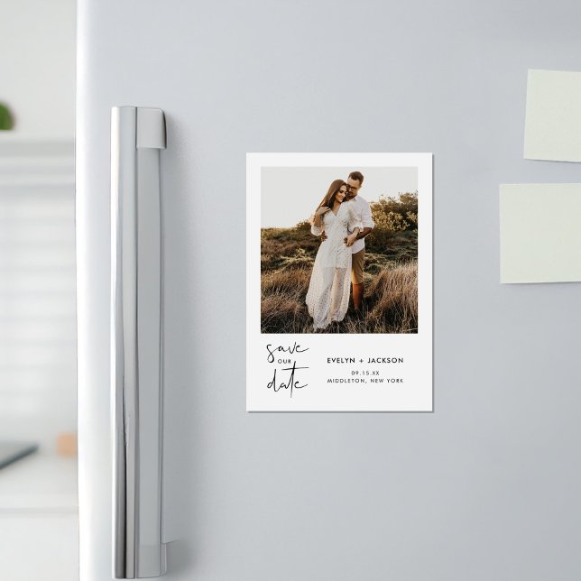 Convite Magnético STELLA Modern Edgy Foto Salva A Data (Criador carregado)