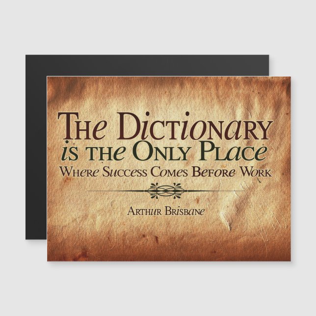 Convite Magnético Success Comes Before Work Magnetic Postcard (Frente/Verso)