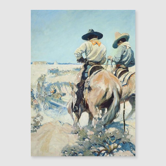 Convite Magnético Supply Wagon Western Art da NC Wyeth (Frente)