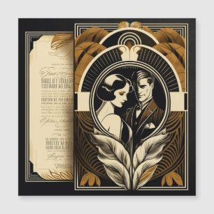 Convite Magnético tema de casamento Art Deco