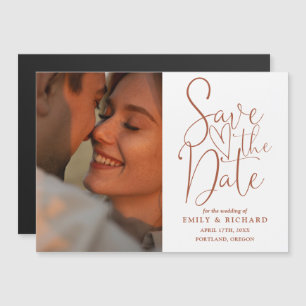 Convite Magnético Terracotta Foto Elegante Casamento Save The Date
