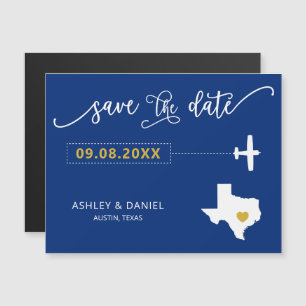 Convite Magnético Texas Wedding Save the Date Card, Map