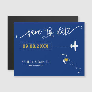 Convite Magnético The Bahamas Wedding Save the Date Card, Mapa