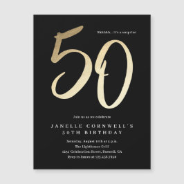 Convite Magnético Tipo Dourado Mínimo Moderno 50º Aniversário