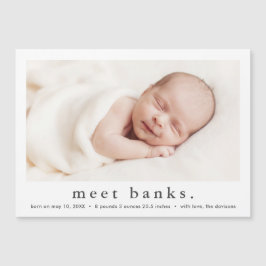Convite Magnético Tipo Simples Nascimento da Foto do Bebê Moderno