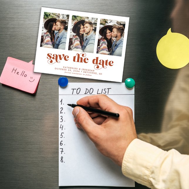 Convite Magnético Tipografia moderna 3 Foto para salvar a data (Criador carregado)