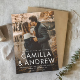 Convite Magnético Tipografia Moderna Elegante Casamento Foto