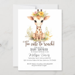 Convite Magnético Too Cute to Reach Giraffe Baby Shower Invitation
