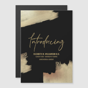 Convite Magnético Traços Dourados de pincel moderno com Formando int