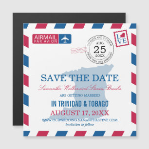 Convite Magnético Trinidad Tobago Airmail Salve a data
