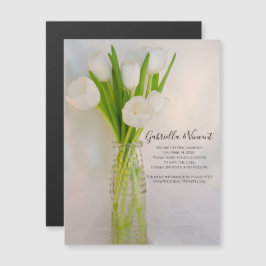 Convite Magnético Tulipas brancas no casamento da garrafa Salvem a d