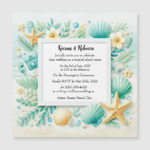 Convite Magnético Turquoise Beach Theme Weding Magnetic Invitation
