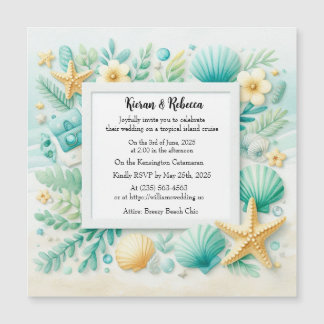 Convite Magnético Turquoise Beach Theme Weding Magnetic Invitation