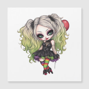 Convite Magnético Uma Coleção de Design de Halloween de Menina Fofa