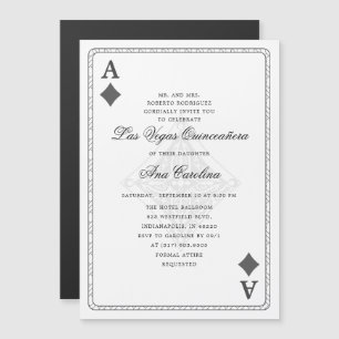 Convite Magnético Único Elegante Las Vegas Casino Quinceañera