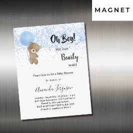 Convite Magnético ursinho-chá de fraldas