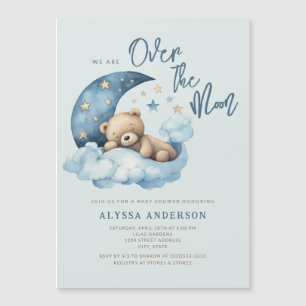 Convite Magnético Urso de Teddy sobre o Chá de fraldas da Lua