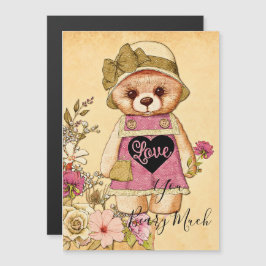 Convite Magnético Urso fofo de valentine retrô