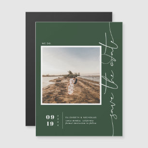 Convite Magnético Verde Escuro Foto Moderno Minimalista de Salve a