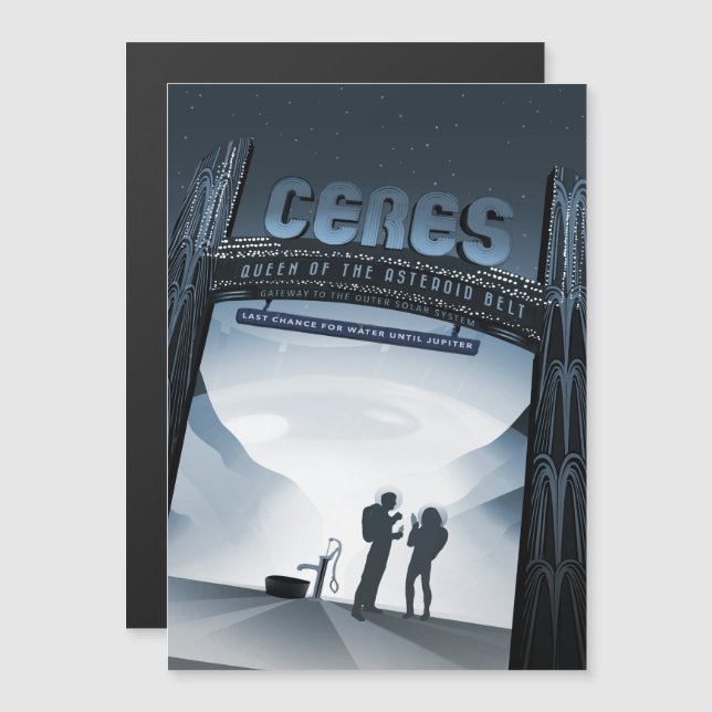 Convite Magnético Viagem Sci-Fi Ad, Ceres do Planeta Anão (Frente/Verso)