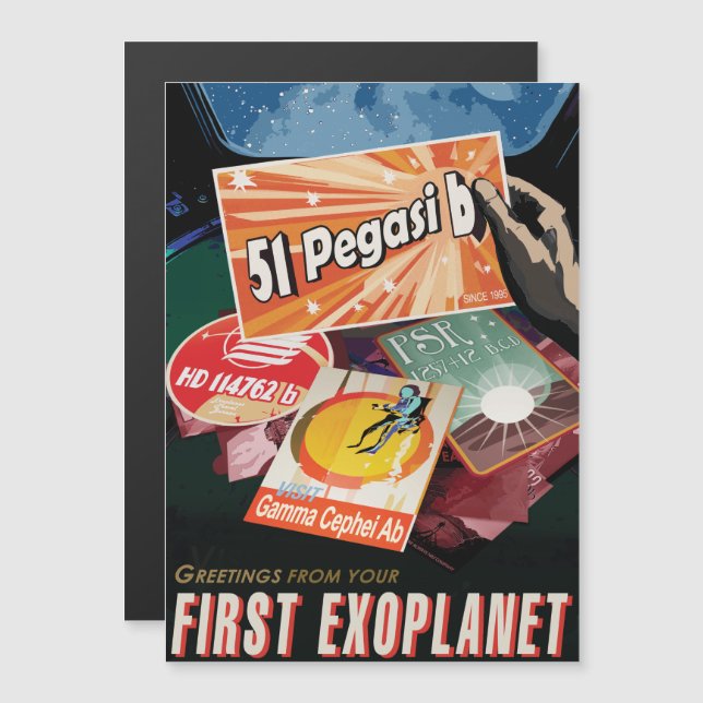 Convite Magnético Viagem Sci-Fi Ad, Planeta 51 Pegasi b (Frente/Verso)