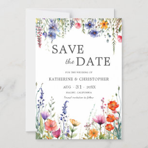Convite Magnético Vibrantes Flores Silvestres Elegante Casamento Sal